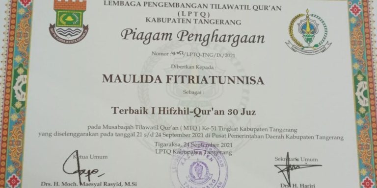 Mahasiswa Fakultas Ushuluddin IAT Idaqu Meraih Juara 1 MHQ Tingkat Kabupaten Tangerang
