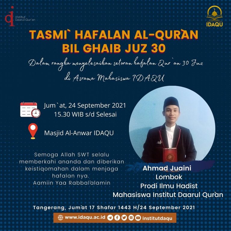 Mahasiswa Prodi Ilmu  Hadist Menyelesaikan Tasmi’ Al-Quran Juz 30 Dalam Rangka Menyelesaikan Setoran Hafalan 30 Juz
