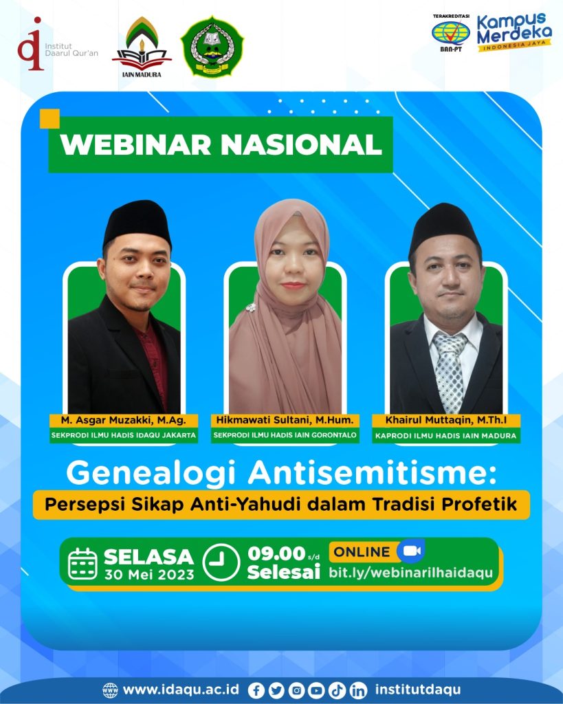 Program Studi Ilmu Hadis Institut Daarul Qur’an Jakarta Bersama IAIN Gorontalo dan IAIN Madura Gelar Webinar Nasional
