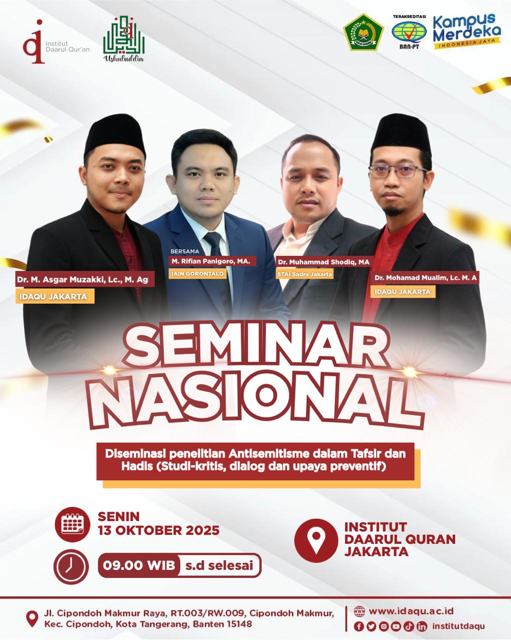 Seminar Nasional Fakultas Ushuluddin IDAQU Bahas Isu Antisemitisme dalam Kajian Tafsir dan Hadis